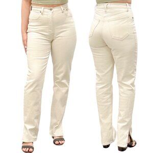 Abercrombie & Fitch The ‘90s Straight Ultra High Rise in Cream Vent Hem Sz 27/4R